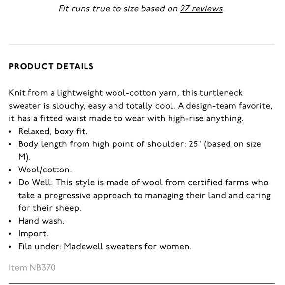 Madewell Brookhaven turtleneck sweater - Picture 2 of 6